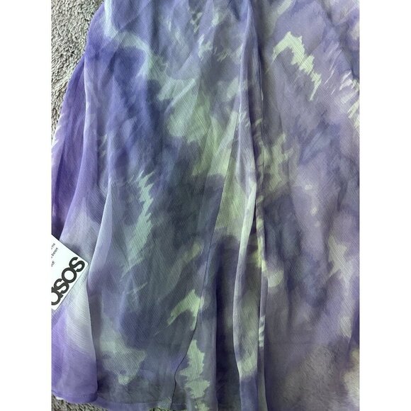 ASOS DESIGN Petite chiffon scoop neck midi slip dress purple tie dye print 2 New - Picture 14 of 16